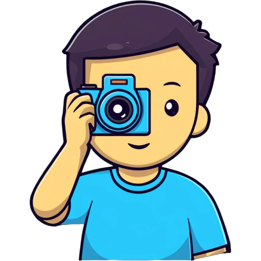 Persona con una cámara de fotos emoji