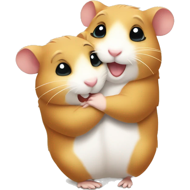 two happy hamsters hug emoji