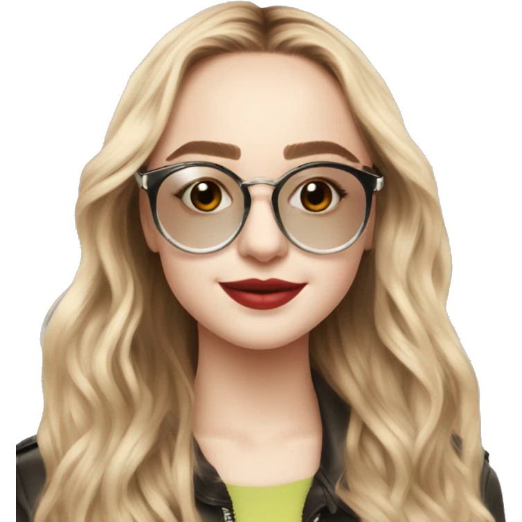 Sabrina Carpenter with clear aviator-style glasses emoji