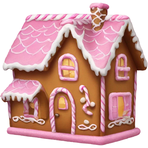 A pink gingerbread house  emoji