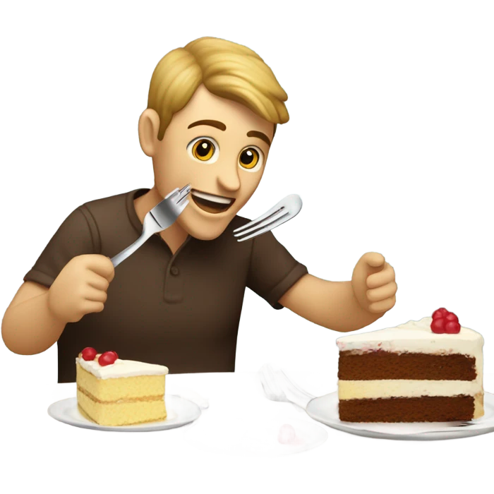 Guy eating cake emoji