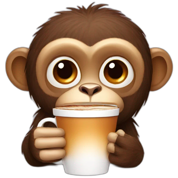 Monkey with coffe emoji