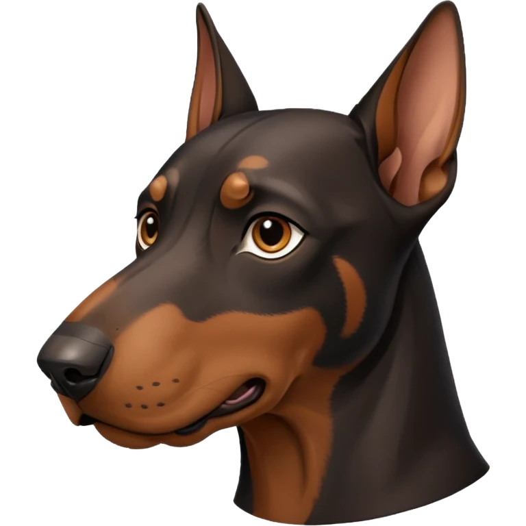 doberman's face, discord style emoji, simple, bold lines, expressive emoji