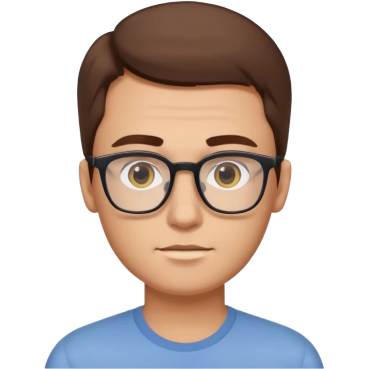 a young dad with brown hair, light yellow skin color, small eyes with rectangular glasses, without beard emoji