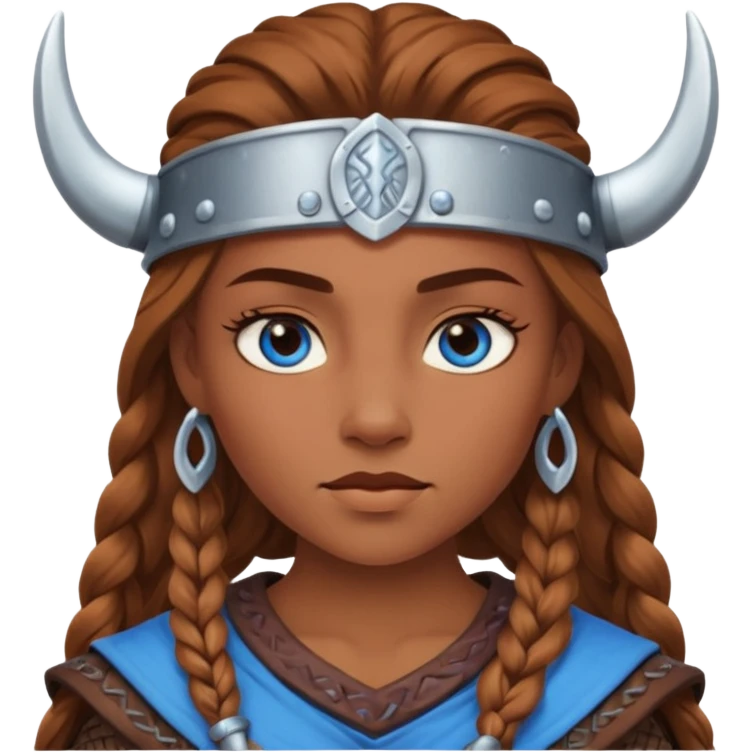 Viking female brown skin slave with blue eyes  and no helmet  emoji