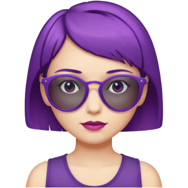 girl with short purple hair and sunglasses on hair emoji