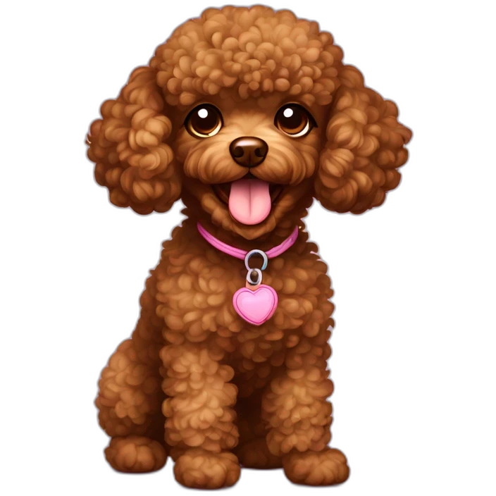 curly brown toy poodle with tongue out whole body emoji