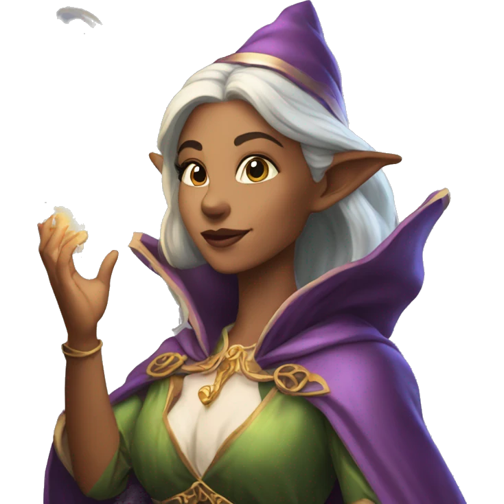D&D female noble wizard elf casting a spell  emoji