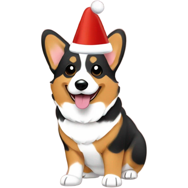 Tri-color corgi Christmas hat  emoji