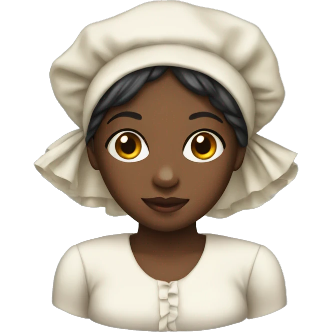 Black girl wearing a silk bonnet for bed emoji