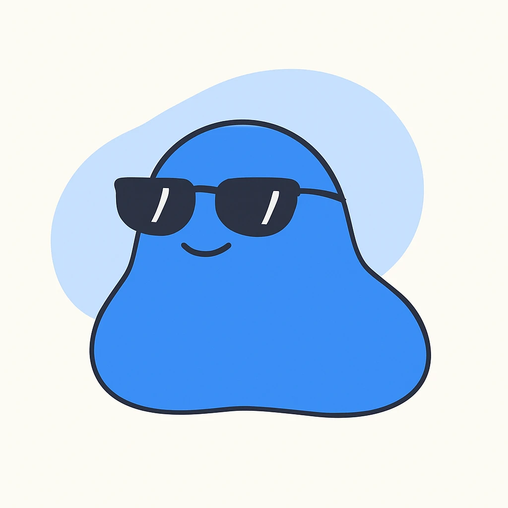a blue blob with sunglasses emoji