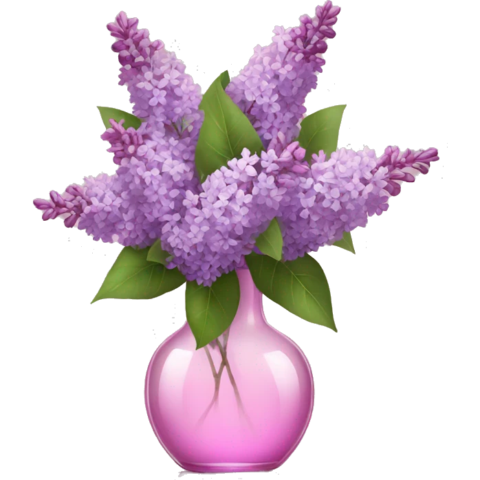 Lilacs in a clear pink glass vase emoji