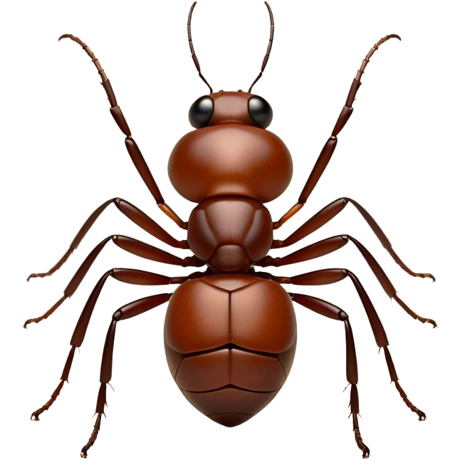 Cinematic Realistic Noble Ant Portrait Emoji, Poised and industrious, with a compact, meticulously segmented body covered in smooth, natural brown exoskeleton and focused, determined eyes rendered in lifelike detail, high shine, intelligent and resilient, styled with an air of urban diligence, focused and attentive, soft glowing outline, capturing the essence of a watchful and confident ant that appears ready to march out of the screen with unwavering authority! emoji