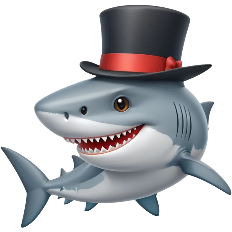 Shark with a top hat emoji