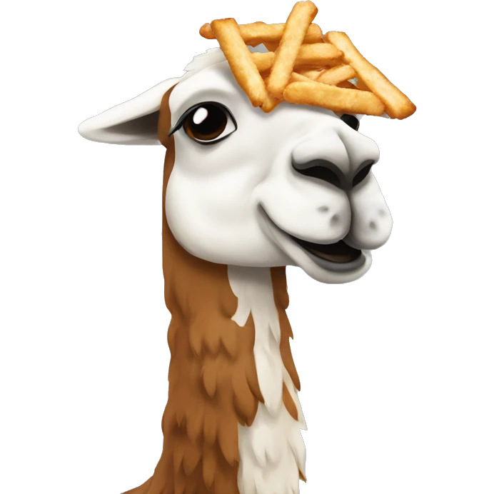 Llama eating a chicken strip emoji