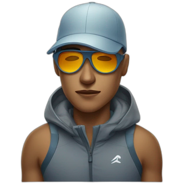 an exhausted runner wearing sunglasses a cap and winter shoes emoji