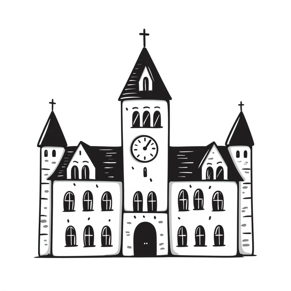 Munich Town Hall, hand drawn doodle style emoji