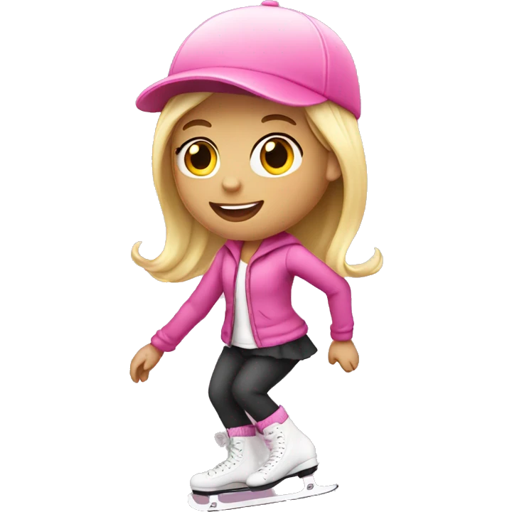 Blonde girl with a pink hat skating emoji
