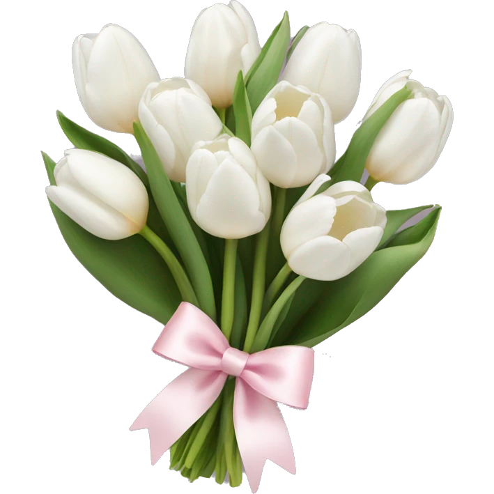 White tulips bouquet with light pink bow  emoji