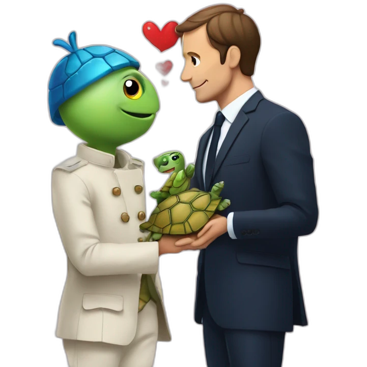 Macron qui fait l'amour avec une tortue emoji
