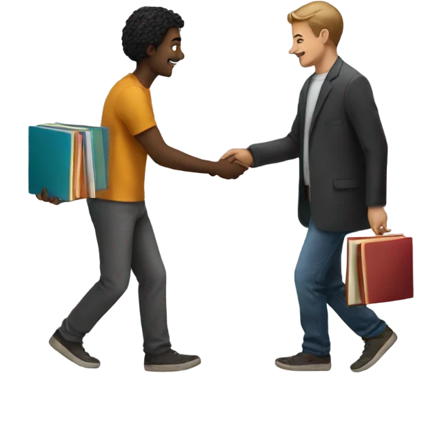 a person passing books to another person emoji