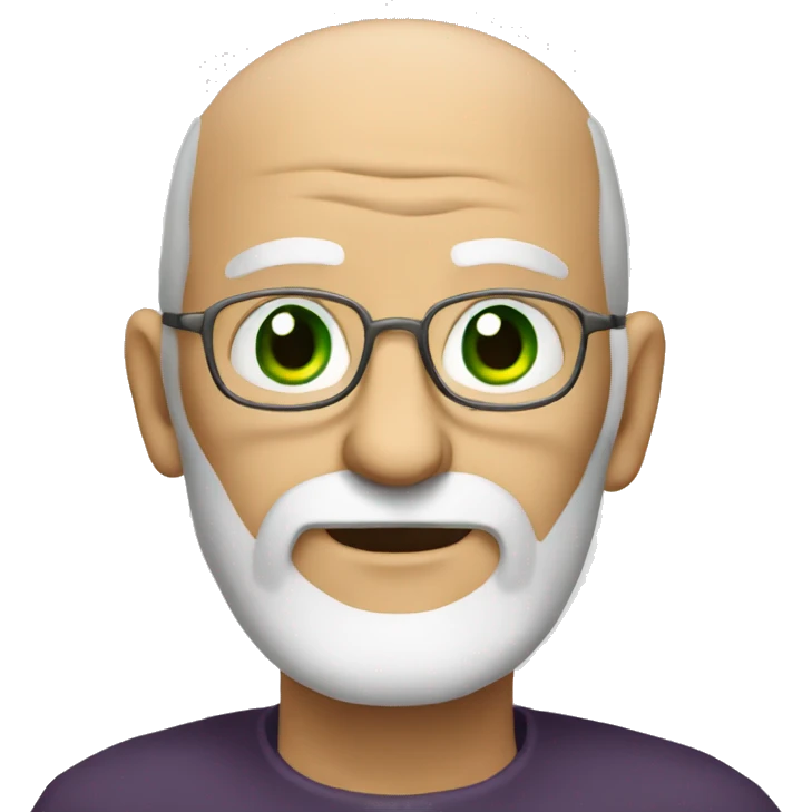 old man with green eyes , beard and bald emoji
