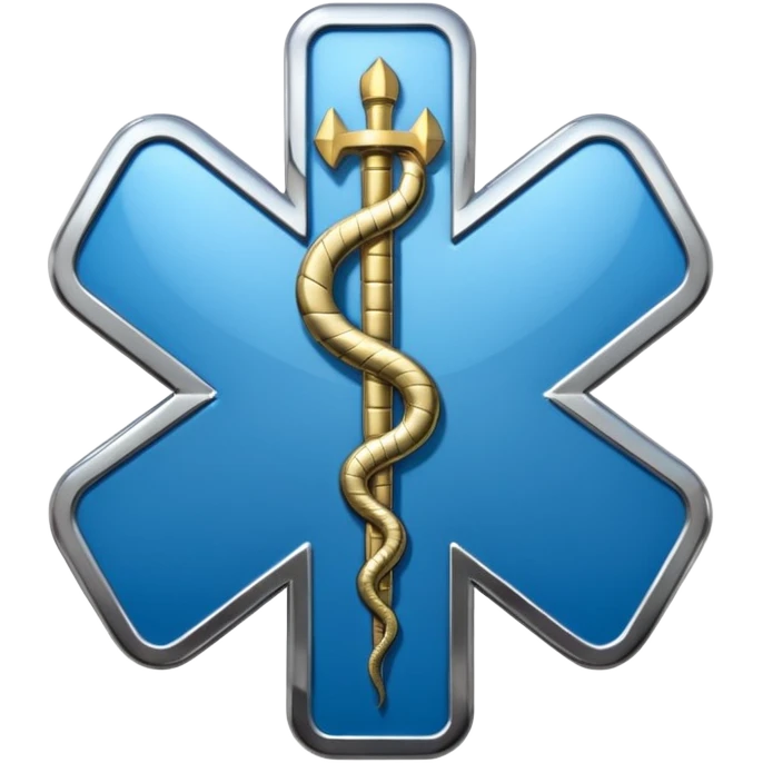 simple blue medical star of life symbol with rod and snake emblem emoji