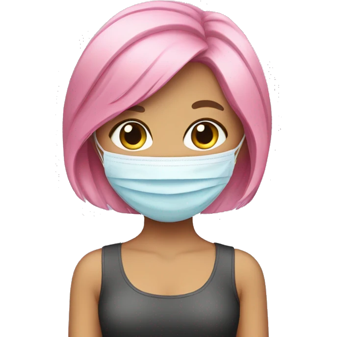 pink hair girl with a face mask emoji
