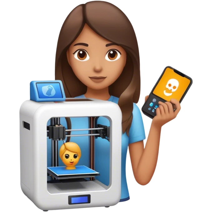 Girl holding 3D printer  emoji