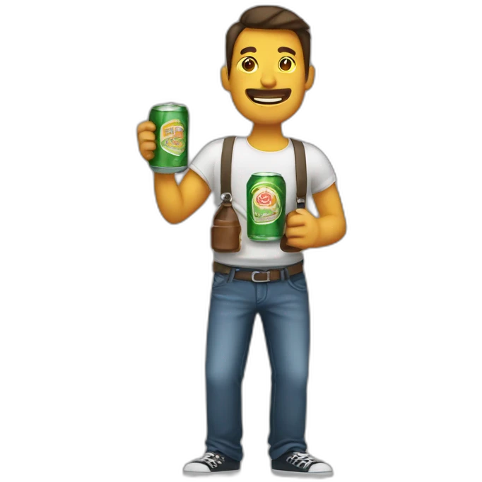 man with beer cans instead of arms emoji