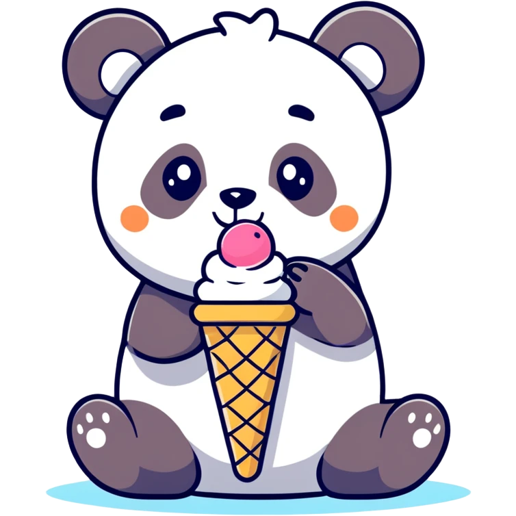 Panda eating ice cream emoji