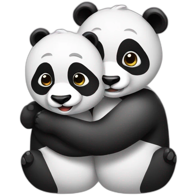 Two pandas hug emoji