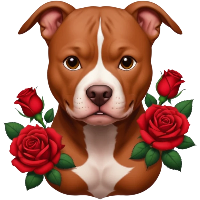 pitbull with red rose tattoo emoji