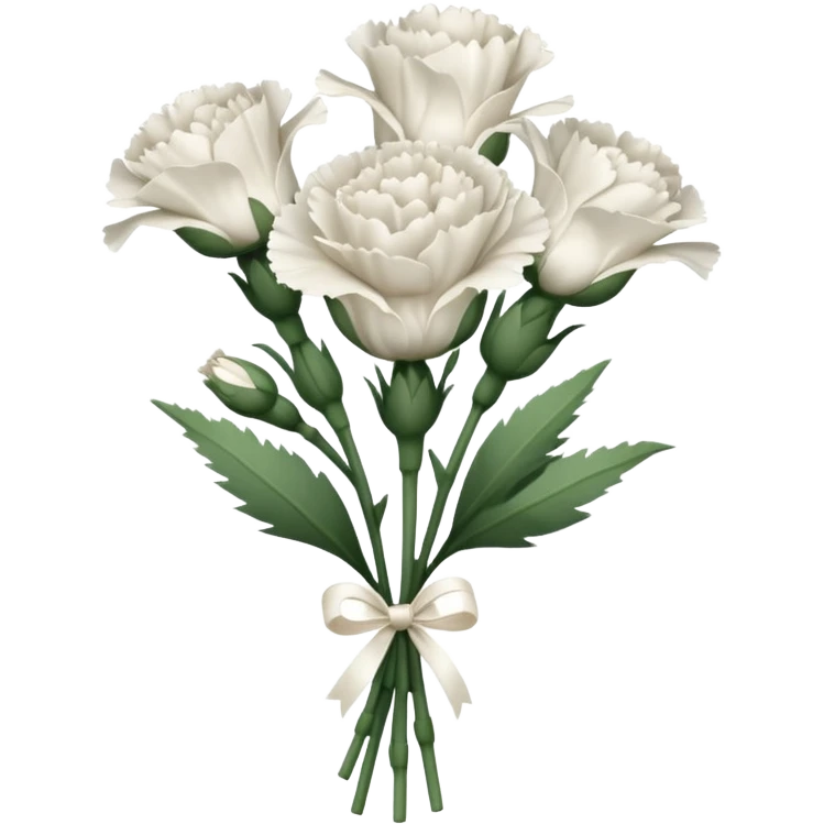 white bouquet Carnation stem flowers emoji
