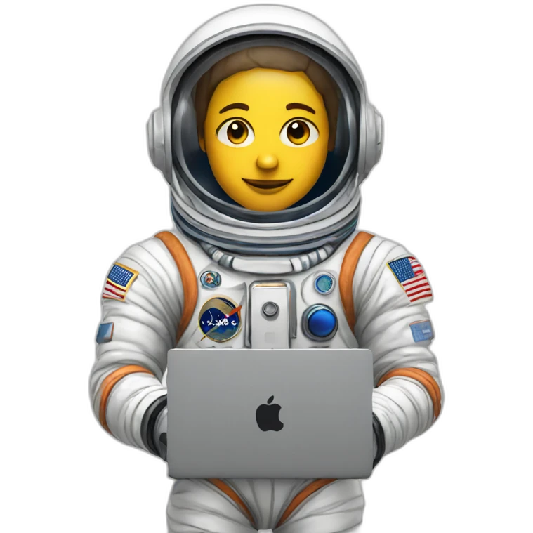 astronaut in a spacesuit with a computer emoji