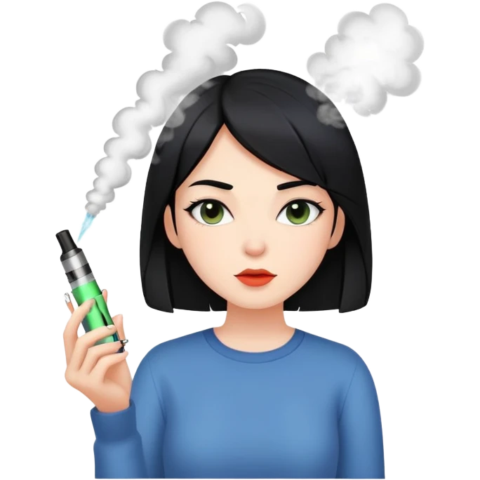straight black hair girl with vape emoji