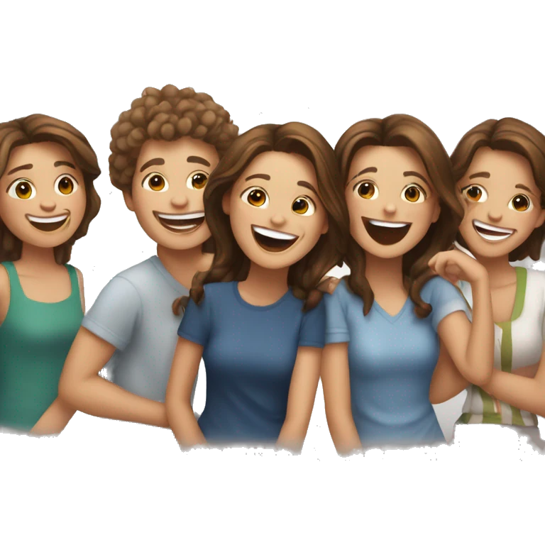 brown haired girl with a beautifull face laughing with friends emoji