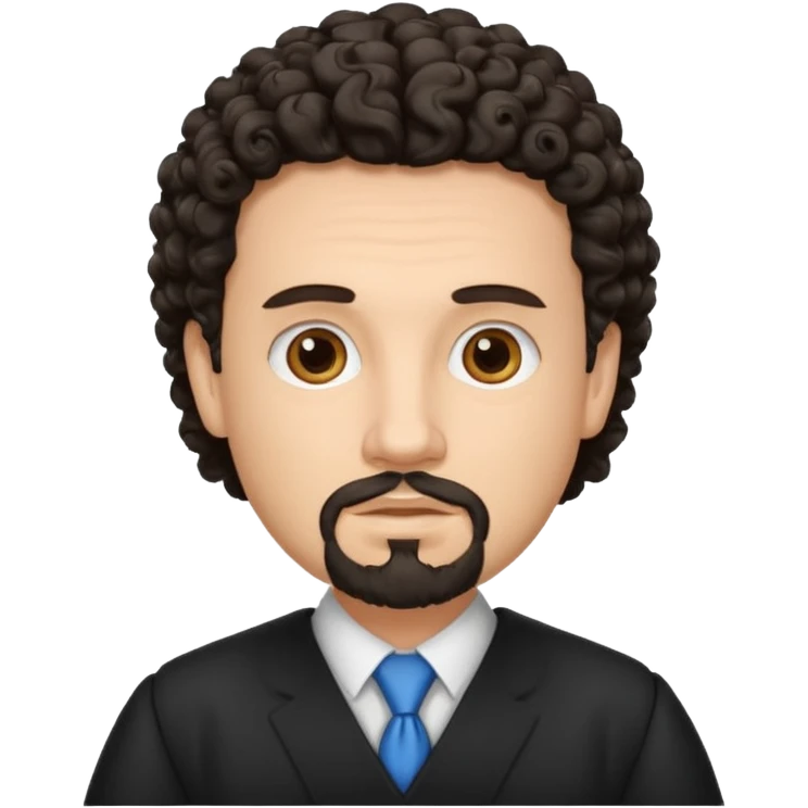 Create a white man with curly dark hair and Goatee lawer emoji