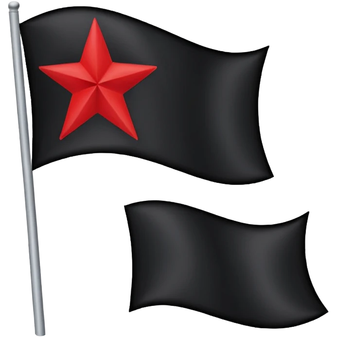 A black flag with a red star and a white line running through the middle of the star. emoji