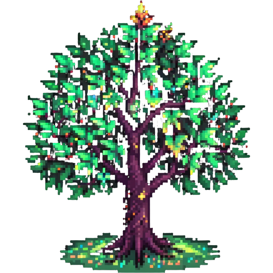 mystical tree with sparkling leaves and glowing magical aura emoji