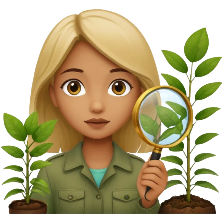 a girl with jungle and magnifying glass emoji