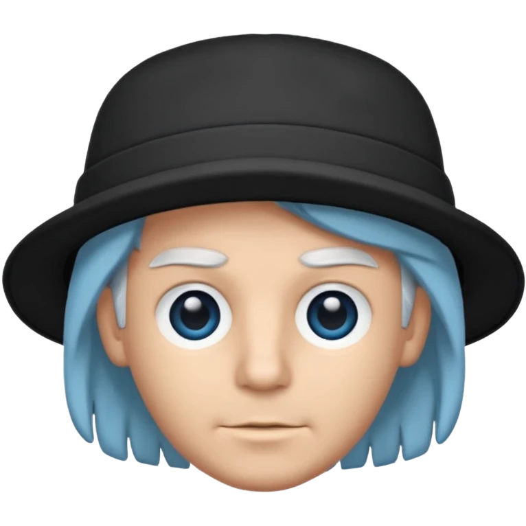 Menino branco de cabelo escuro, boné preto, olhos azuis emoji