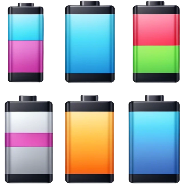 5 stages of battery from empty to ful emoji