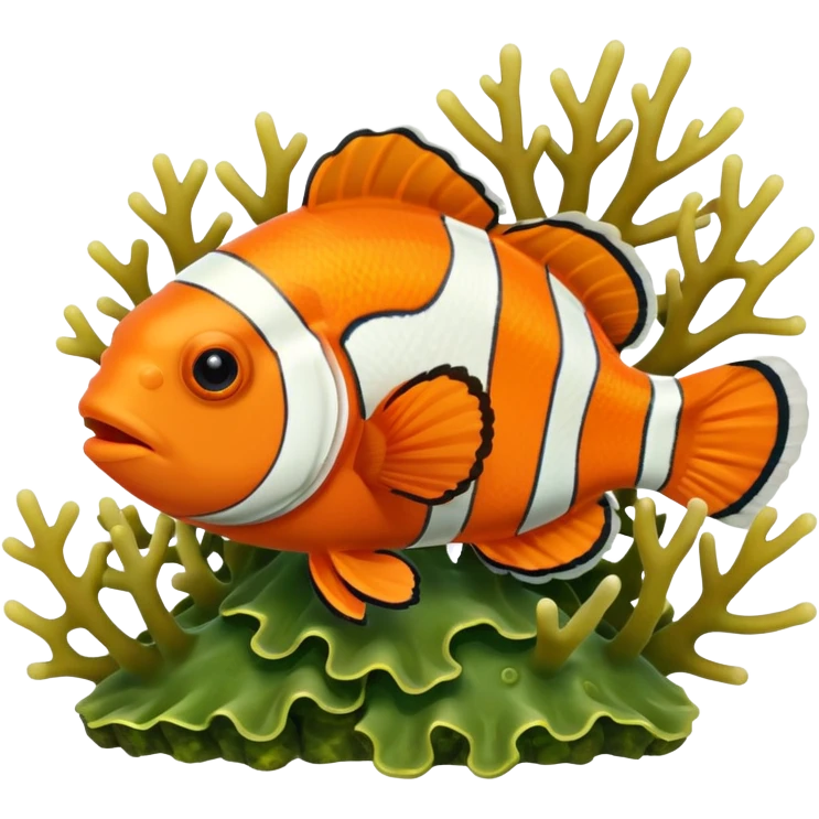 Realistic Clownfish appearing among algae and corals emoji