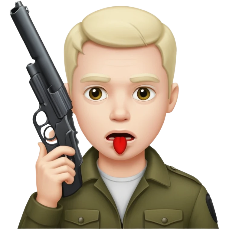 Depressed guy with a gun in his mouth emoji