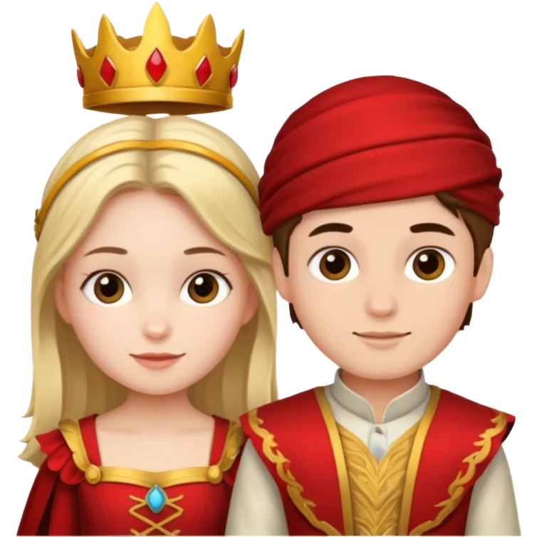 crie uma imagem com duas crianças fantasiadas brincando, um menino e uma menina, descontraidos emoji