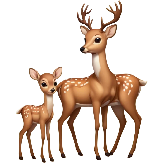 Deer in the woods with a fawn emoji