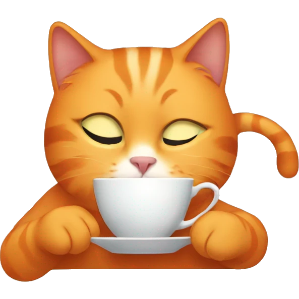 Orange cat drinking tea emoji