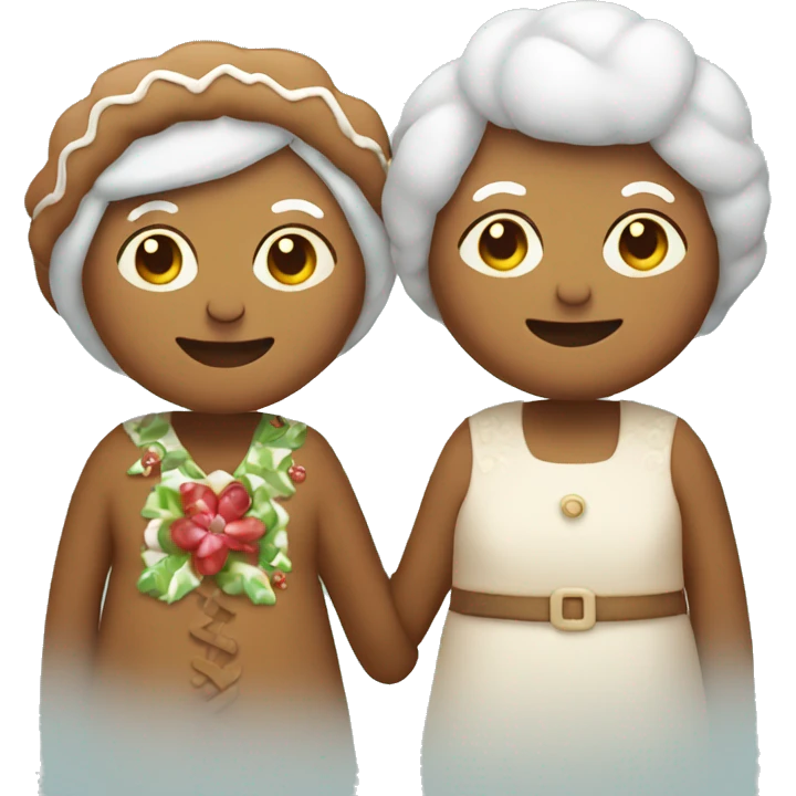 Two gingerbread grandmas holding hands  emoji