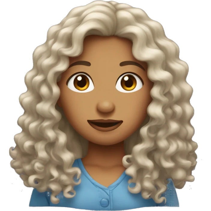 gril with long bown curly hair emoji